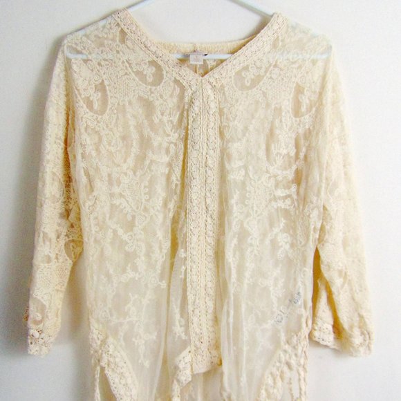 NEW!!! Chico's Off White Lace Top Size M - 8 - Picture 4 of 5